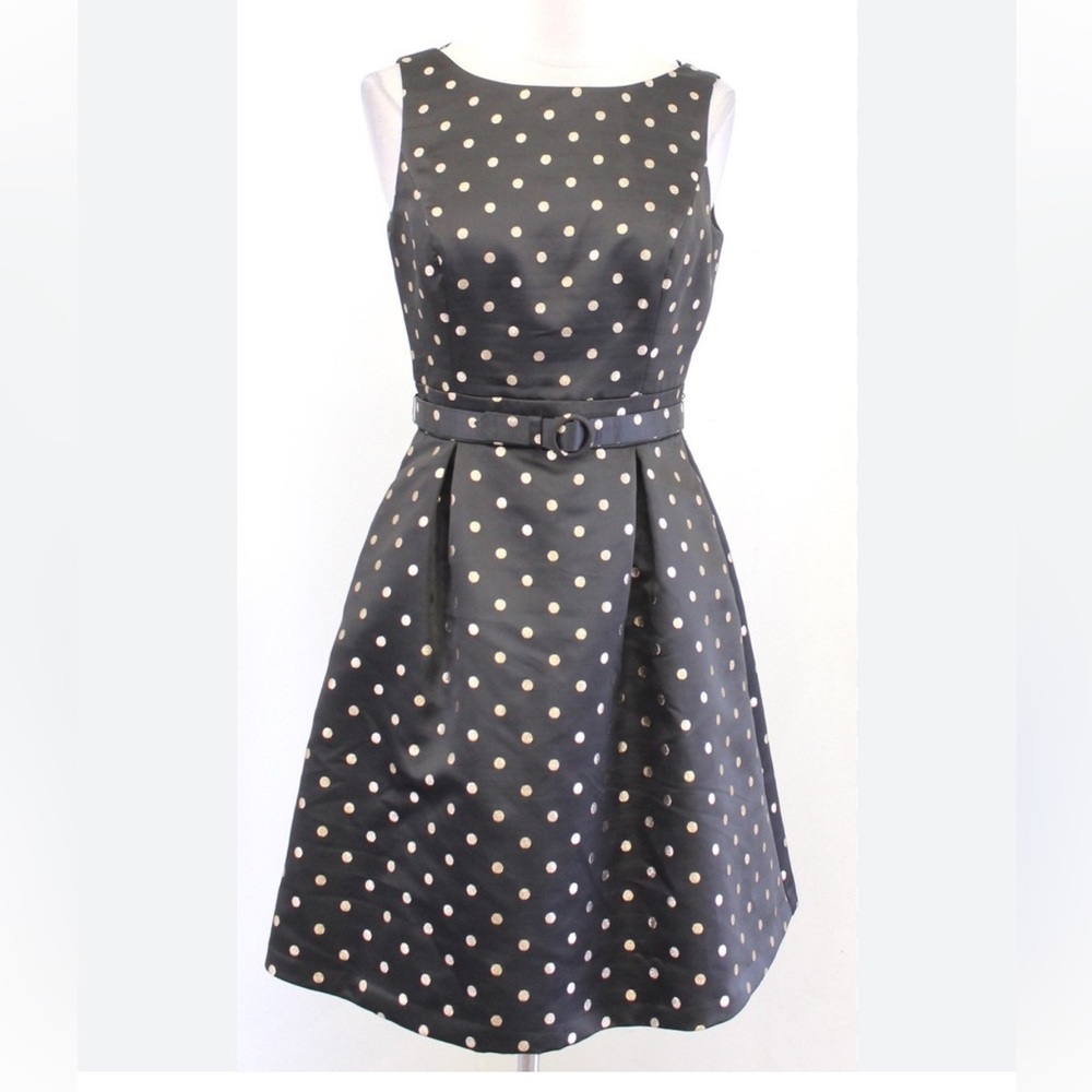 White House Black Market Black and White Polka Dot Sleeveless Cocktail Dress